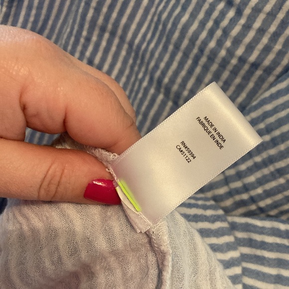 NEW! Beach Lunch Lounge Gauzy Stripe Tiered Ruffled Top V-Neck Short Sleeve Sz M - Picture 7 of 7